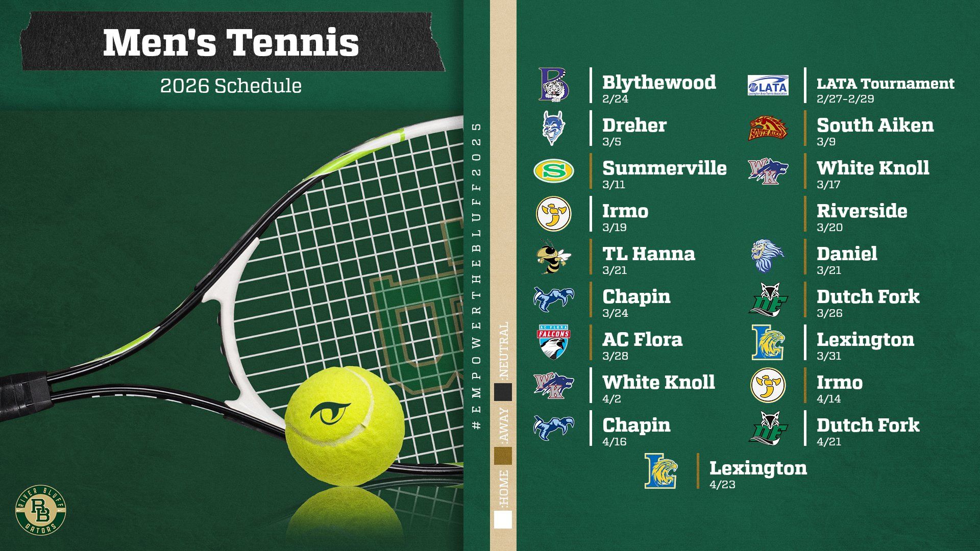 Mens Tennis 2026 Schedule